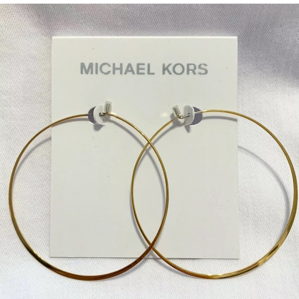 NWT MICHAEL KORS Gold Whisper Large Hoop Earrings